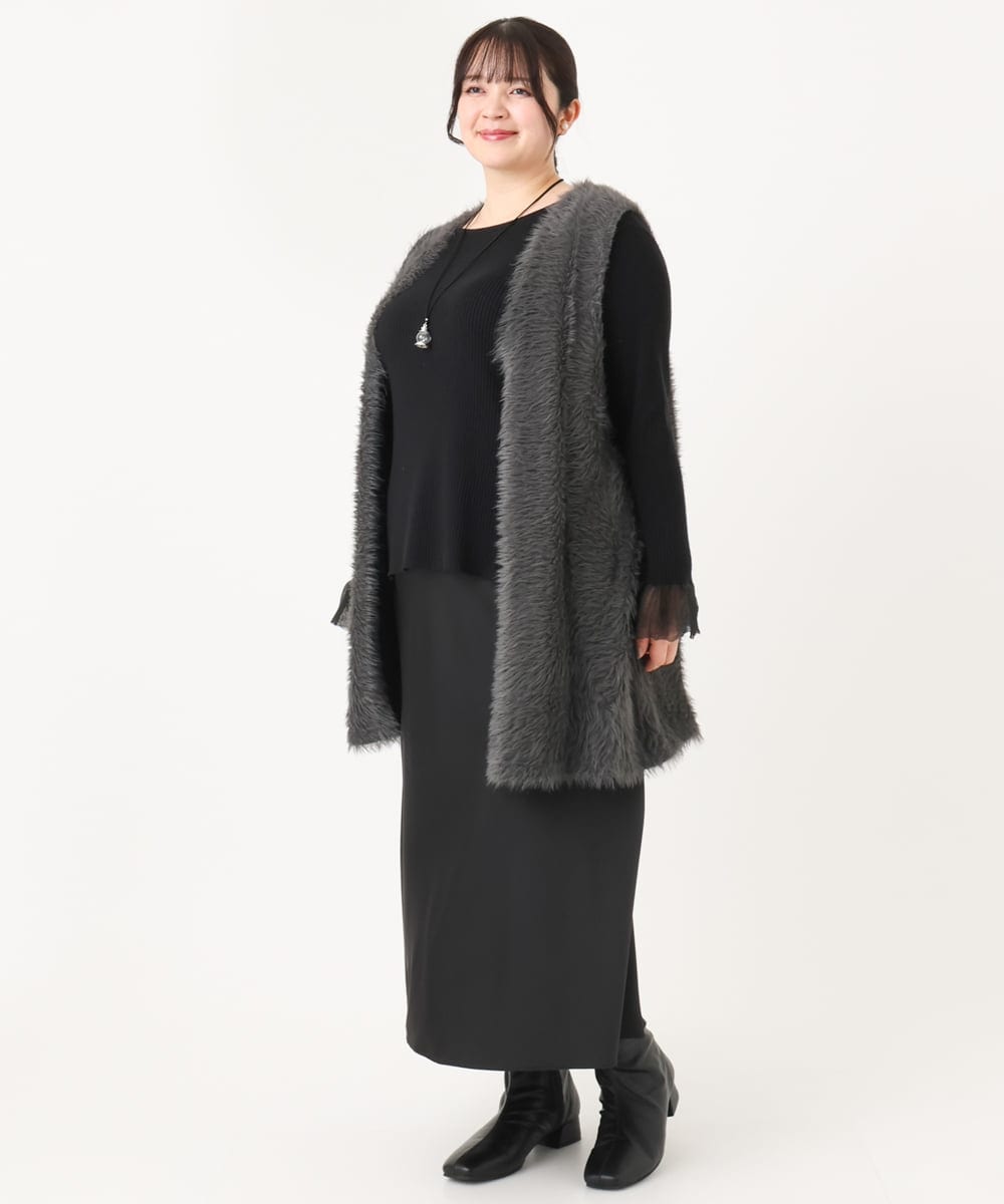 OLHBA14129 eur3(エウルキューブ) 【大きいサイズ】サテンバックフレアスカート ブラック(94)