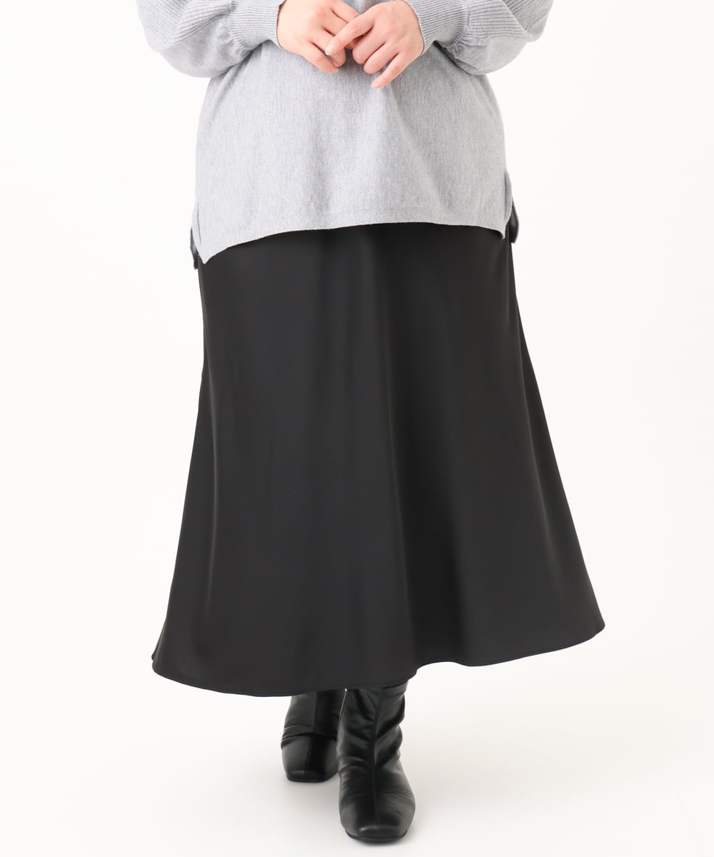 OLHBA14129 eur3(エウルキューブ) 【大きいサイズ】サテンバックフレアスカート ブラック(94)