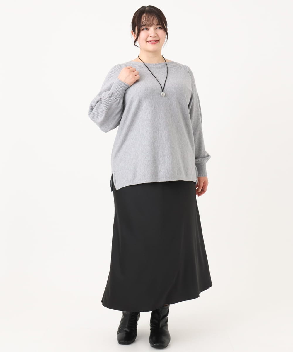 OLHBA14129 eur3(エウルキューブ) 【大きいサイズ】サテンバックフレアスカート ブラック(94)