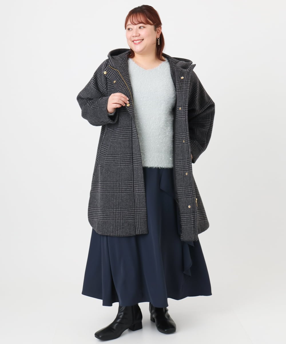 OLHBD07129 eur3(エウルキューブ) 【WEB先行販売】【大きいサイズ】ラッフルスカート ネイビー(57)