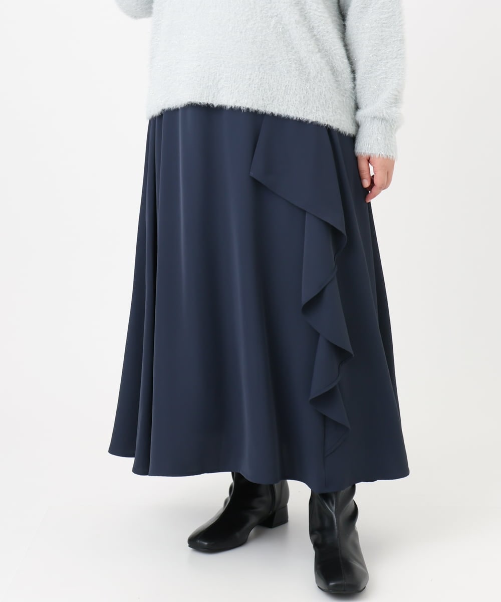 OLHBD07129 eur3(エウルキューブ) 【WEB先行販売】【大きいサイズ】ラッフルスカート ネイビー(57)