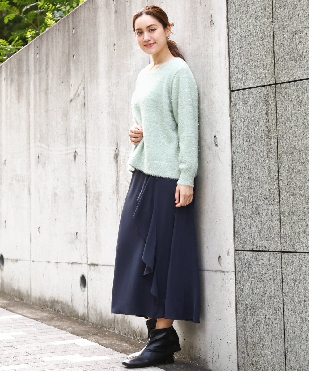 OLHBD07129 eur3(エウルキューブ) 【大きいサイズ】ラッフルスカート ネイビー(57)