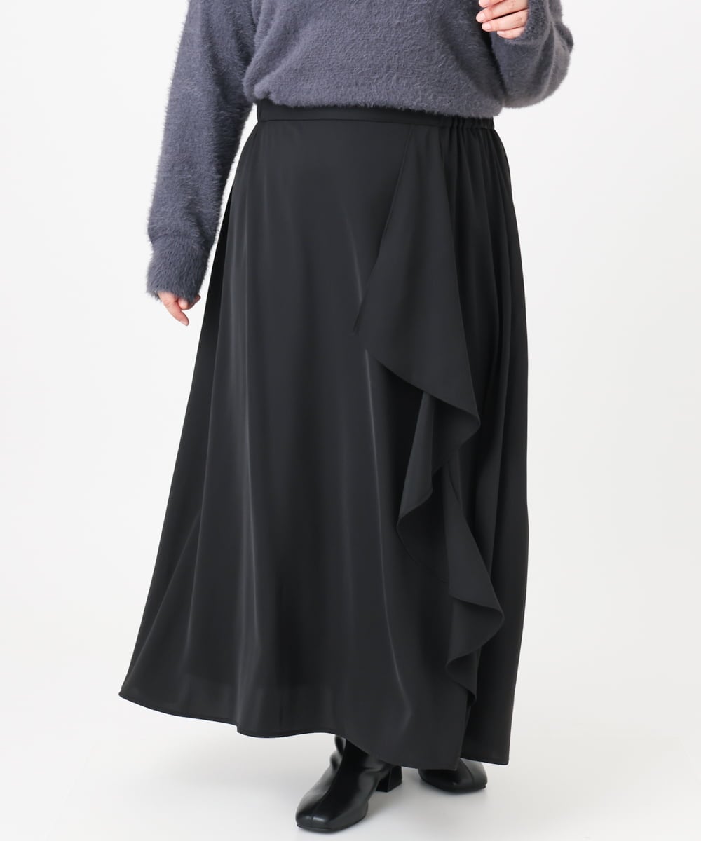 OLHBD07129 eur3(エウルキューブ) 【WEB先行販売】【大きいサイズ】ラッフルスカート ブラック(94)