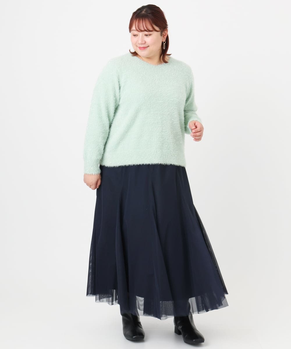 OLHBD09119 eur3(エウルキューブ) 【大きいサイズ】チュールスカート ネイビー(57)