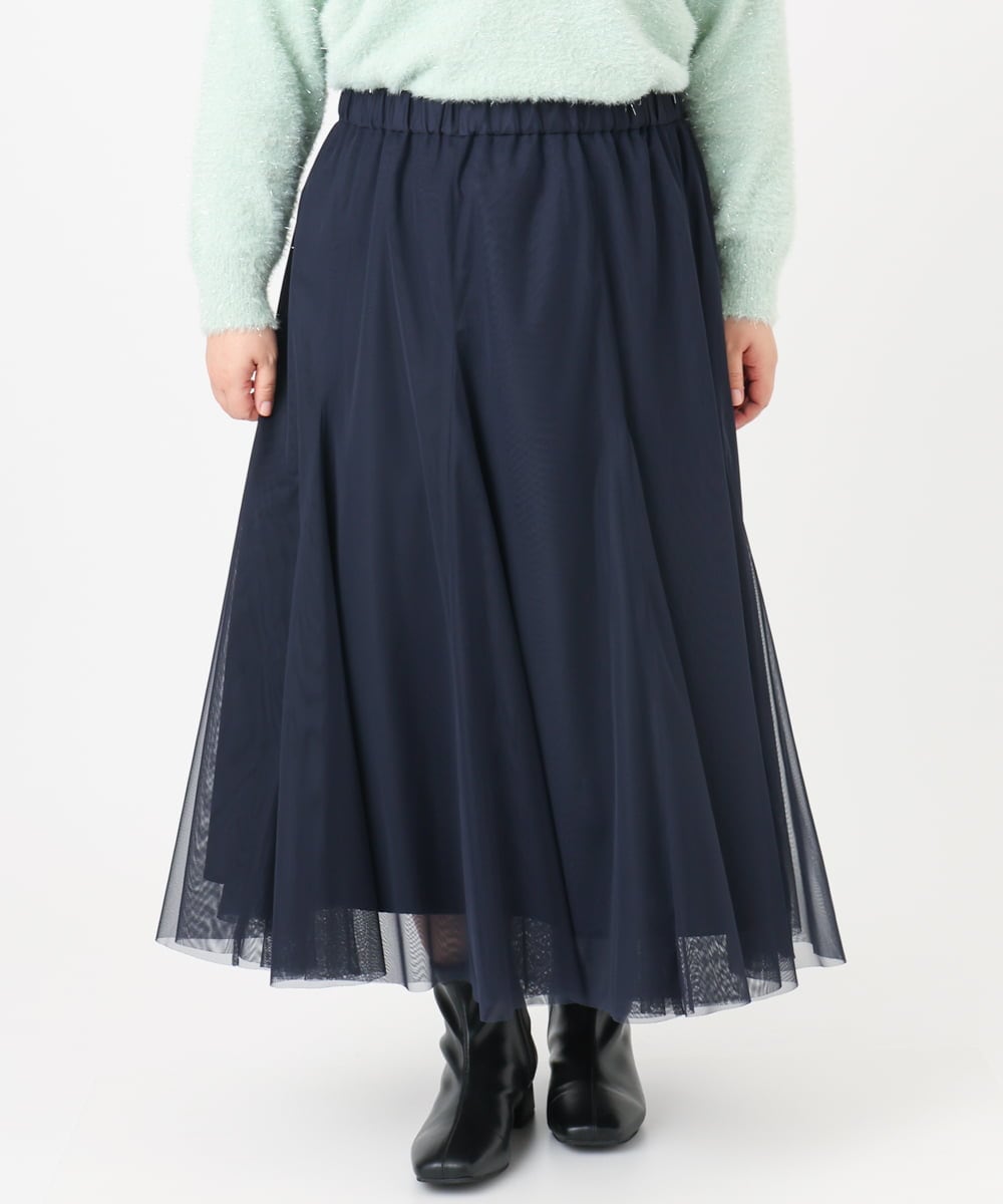OLHBD09119 eur3(エウルキューブ) 【大きいサイズ】チュールスカート ネイビー(57)
