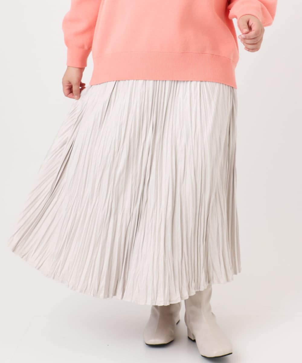 OLHBD10089 eur3(エウルキューブ) 【WEB先行販売】【大きいサイズ/a.v.v×eur3】フェイクスエードプリーツスカート アイボリー(80)