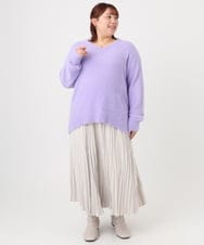 OLHBD10089 eur3(エウルキューブ) 【WEB先行販売】【大きいサイズ/a.v.v×eur3】フェイクスエードプリーツスカート アイボリー(80)