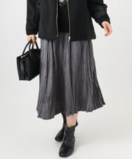 OLHBD10089 eur3(エウルキューブ) 【WEB先行販売】【大きいサイズ/a.v.v×eur3】フェイクスエードプリーツスカート ダークグレー(93)