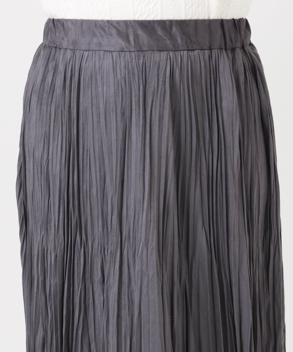 OLHBD10089 eur3(エウルキューブ) 【WEB先行販売】【大きいサイズ/a.v.v×eur3】フェイクスエードプリーツスカート ダークグレー(93)