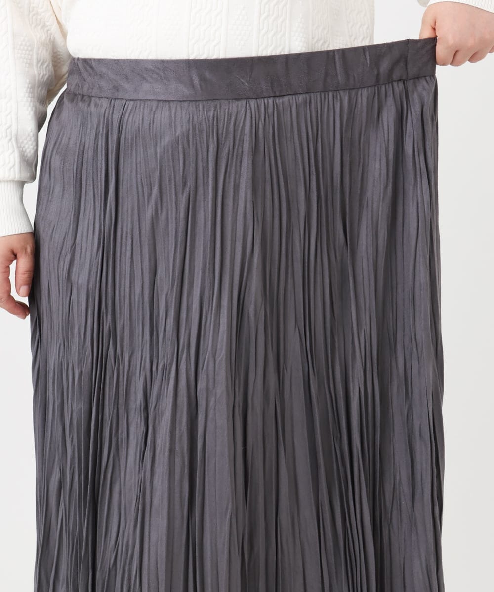 OLHBD10089 eur3(エウルキューブ) 【WEB先行販売】【大きいサイズ/a.v.v×eur3】フェイクスエードプリーツスカート ダークグレー(93)
