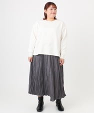 OLHBD10089 eur3(エウルキューブ) 【WEB先行販売】【大きいサイズ/a.v.v×eur3】フェイクスエードプリーツスカート ダークグレー(93)