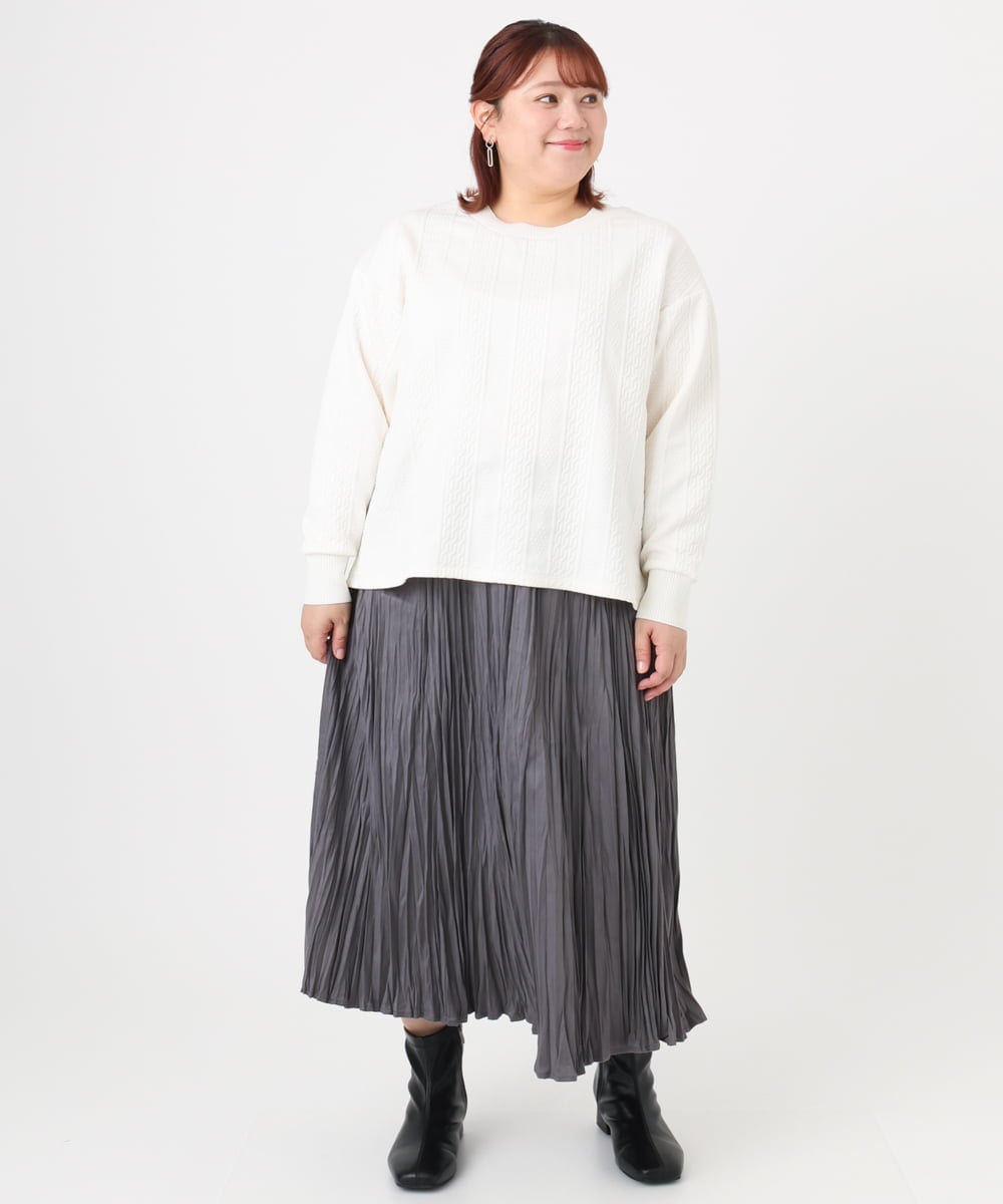 OLHBD10089 eur3(エウルキューブ) 【WEB先行販売】【大きいサイズ/a.v.v×eur3】フェイクスエードプリーツスカート ダークグレー(93)