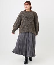 OLHBD10089 eur3(エウルキューブ) 【WEB先行販売】【大きいサイズ/a.v.v×eur3】フェイクスエードプリーツスカート ダークグレー(93)