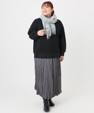 OLHBD10089 eur3(エウルキューブ) 【WEB先行販売】【大きいサイズ/a.v.v×eur3】フェイクスエードプリーツスカート ダークグレー(93)