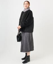 OLHBD10089 eur3(エウルキューブ) 【WEB先行販売】【大きいサイズ/a.v.v×eur3】フェイクスエードプリーツスカート ダークグレー(93)