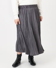 OLHBD10089 eur3(エウルキューブ) 【WEB先行販売】【大きいサイズ/a.v.v×eur3】フェイクスエードプリーツスカート ダークグレー(93)