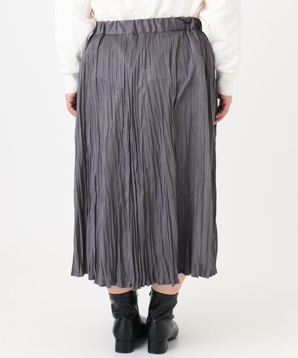 OLHBD10089 eur3(エウルキューブ) 【WEB先行販売】【大きいサイズ/a.v.v×eur3】フェイクスエードプリーツスカート ダークグレー(93)