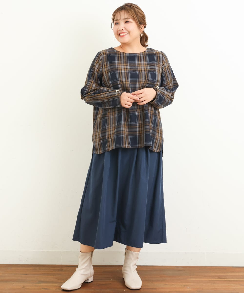 OLHBS16110 eur3(エウルキューブ) 【大きいサイズ】タフタタックスカート ネイビー(57)