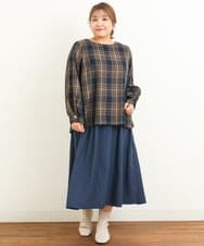 OLHBS16110 eur3(エウルキューブ) 【大きいサイズ】タフタタックスカート ネイビー(57)