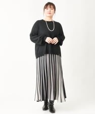 OLHBV10119 eur3(エウルキューブ) 【大きいサイズ/セットアップ対応】バルキーアクリルストライプスカート ブラック(94)