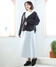 OLHCD02089 eur3(エウルキューブ) 【大きいサイズ/a.v.v×eur3】ジャージータイトスカート ライトブルー(50)