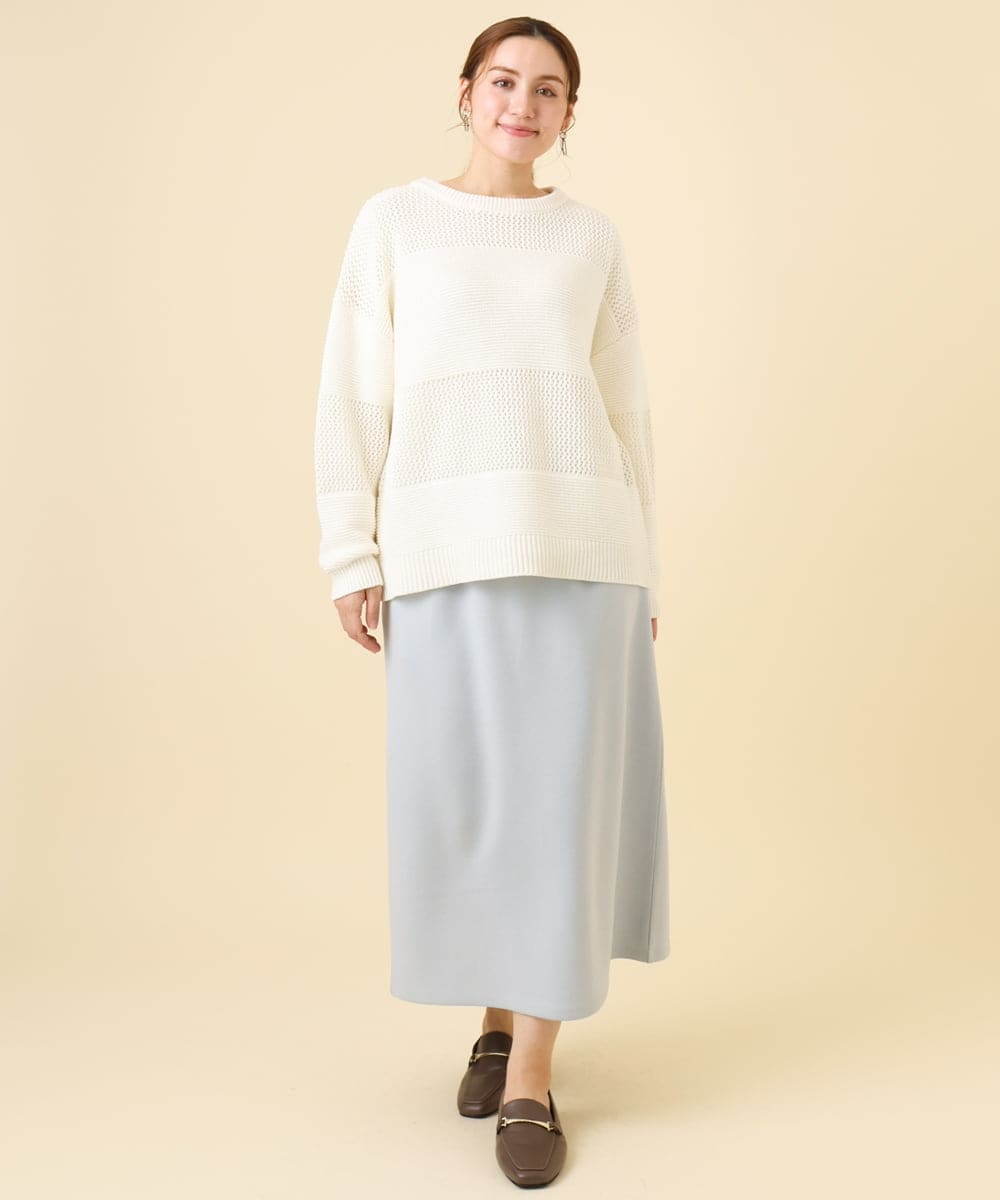 OLHCD02089 eur3(エウルキューブ) 【大きいサイズ/a.v.v×eur3】ジャージータイトスカート ライトブルー(50)