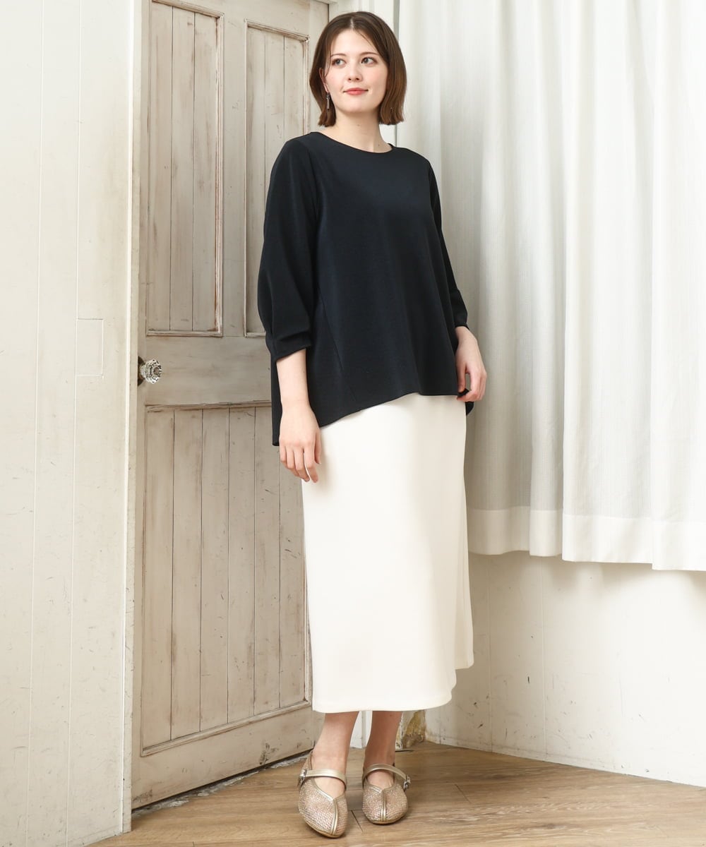 OLHCD02089 eur3(エウルキューブ) 【大きいサイズ/a.v.v×eur3】ジャージータイトスカート アイボリー(80)