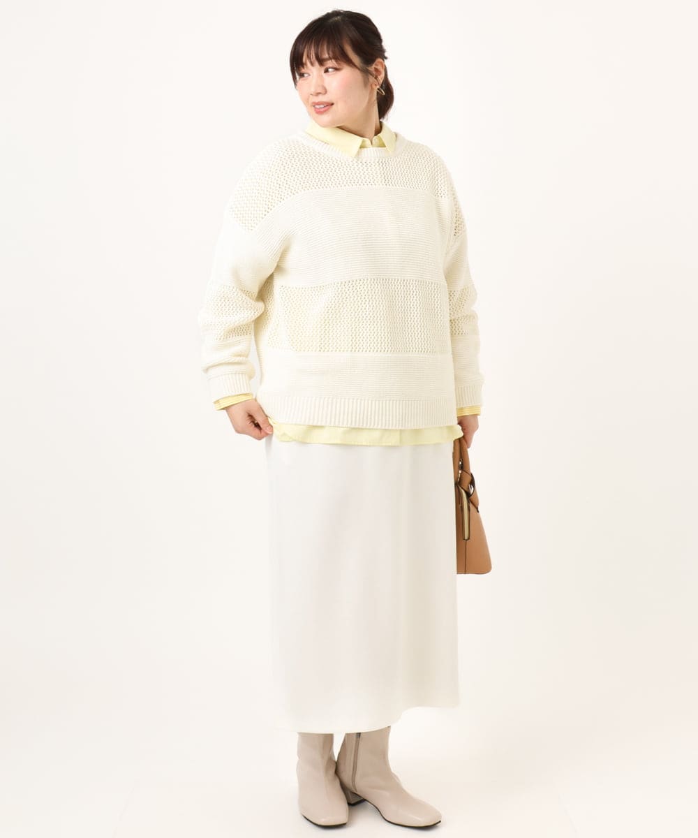 OLHCD02089 eur3(エウルキューブ) 【大きいサイズ/a.v.v×eur3】ジャージータイトスカート アイボリー(80)