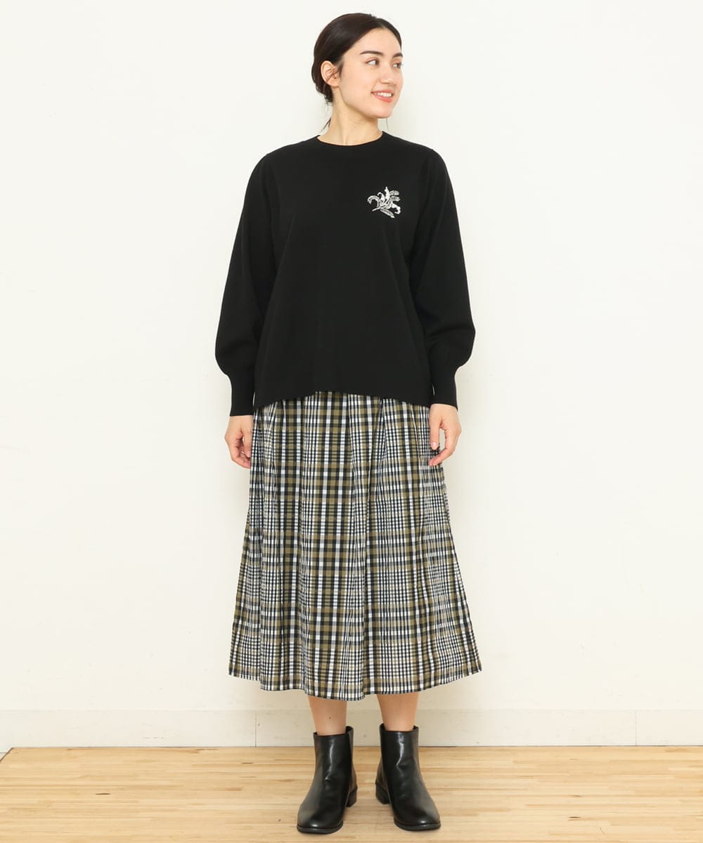 OLHCS01120 eur3(エウルキューブ) 【大きいサイズ】シアーチェック柄スカート カーキ(36)