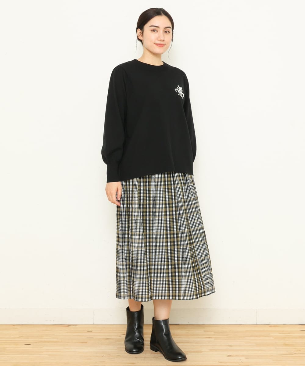 OLHCS01120 eur3(エウルキューブ) 【大きいサイズ】シアーチェック柄スカート カーキ(36)