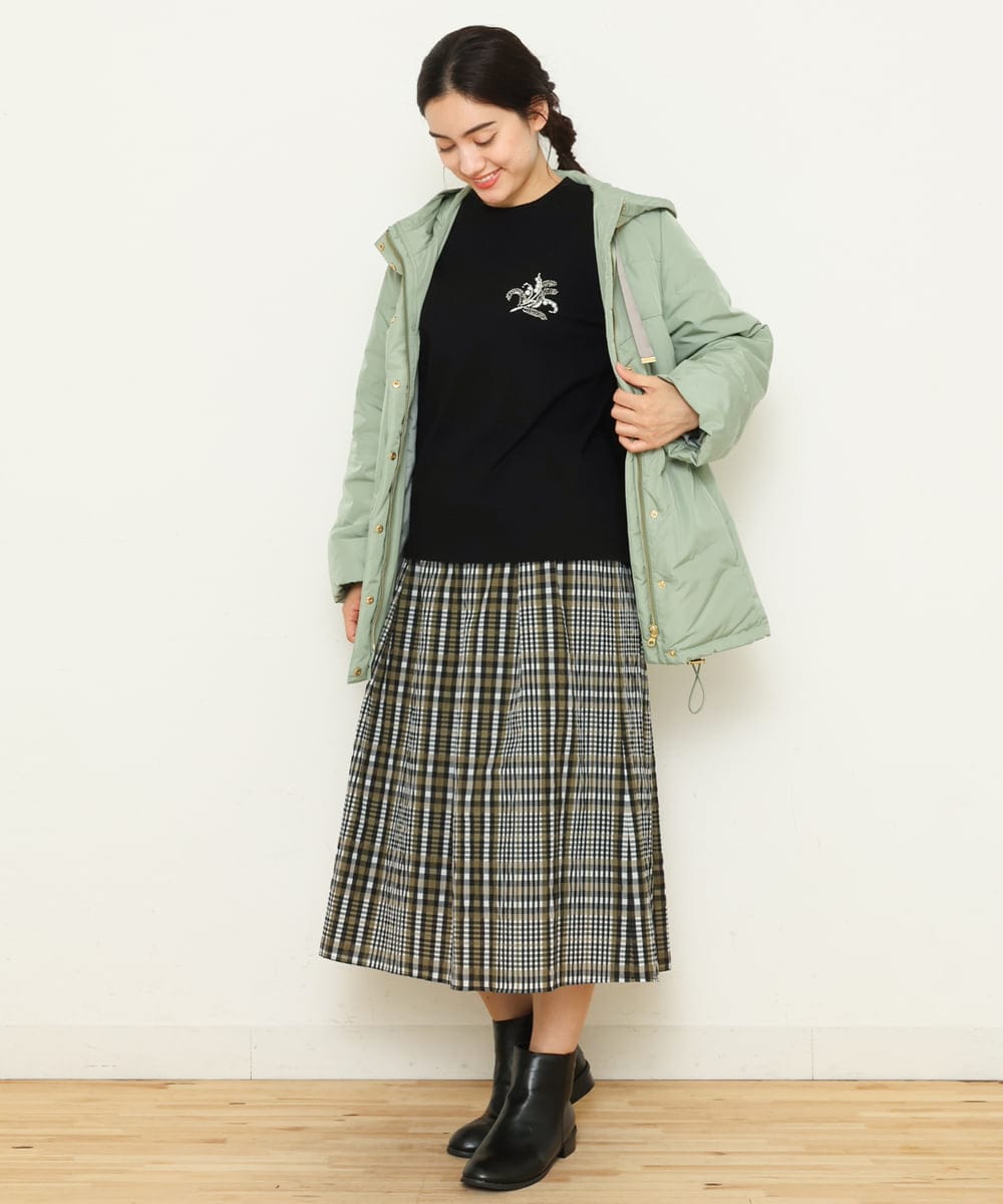 OLHCS01120 eur3(エウルキューブ) 【大きいサイズ】シアーチェック柄スカート カーキ(36)