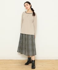 OLHCS01120 eur3(エウルキューブ) 【大きいサイズ】シアーチェック柄スカート カーキ(36)