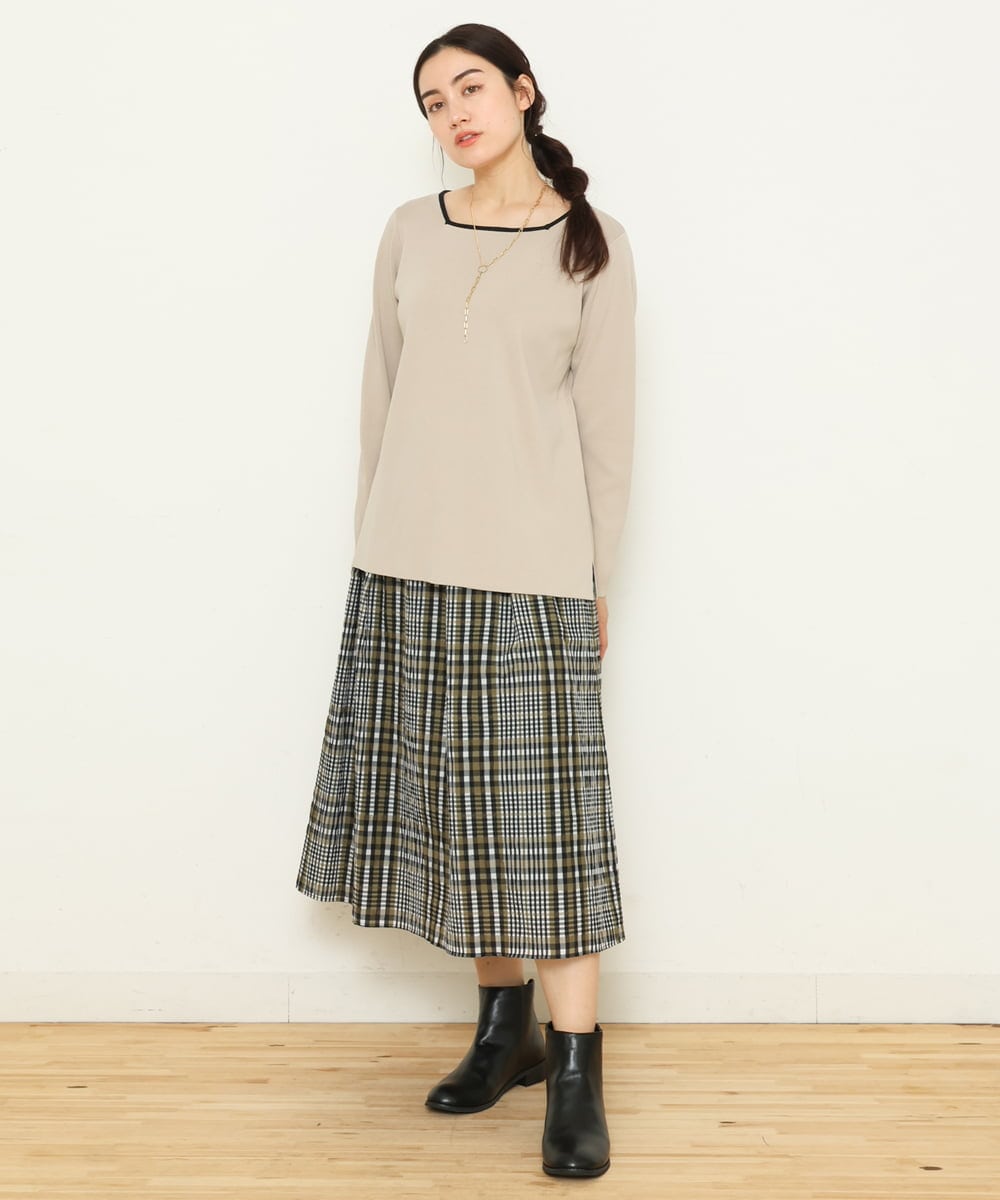 OLHCS01120 eur3(エウルキューブ) 【大きいサイズ】シアーチェック柄スカート カーキ(36)