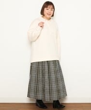 OLHCS01120 eur3(エウルキューブ) 【大きいサイズ】シアーチェック柄スカート カーキ(36)