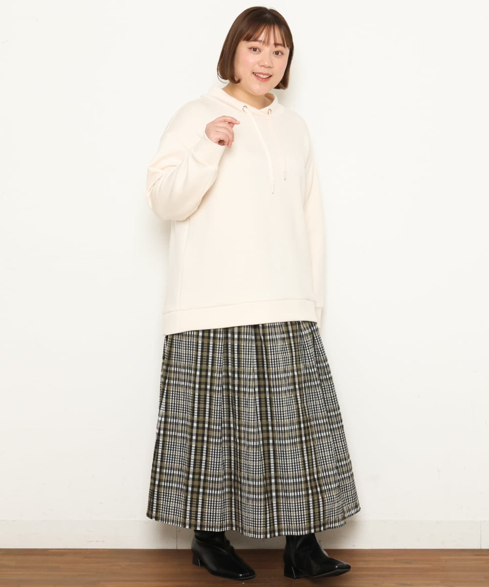 OLHCS01120 eur3(エウルキューブ) 【大きいサイズ】シアーチェック柄スカート カーキ(36)