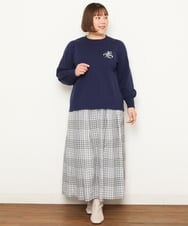 OLHCS01120 eur3(エウルキューブ) 【大きいサイズ】シアーチェック柄スカート ライトグレー(91)
