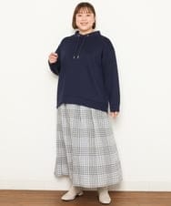 OLHCS01120 eur3(エウルキューブ) 【大きいサイズ】シアーチェック柄スカート ライトグレー(91)