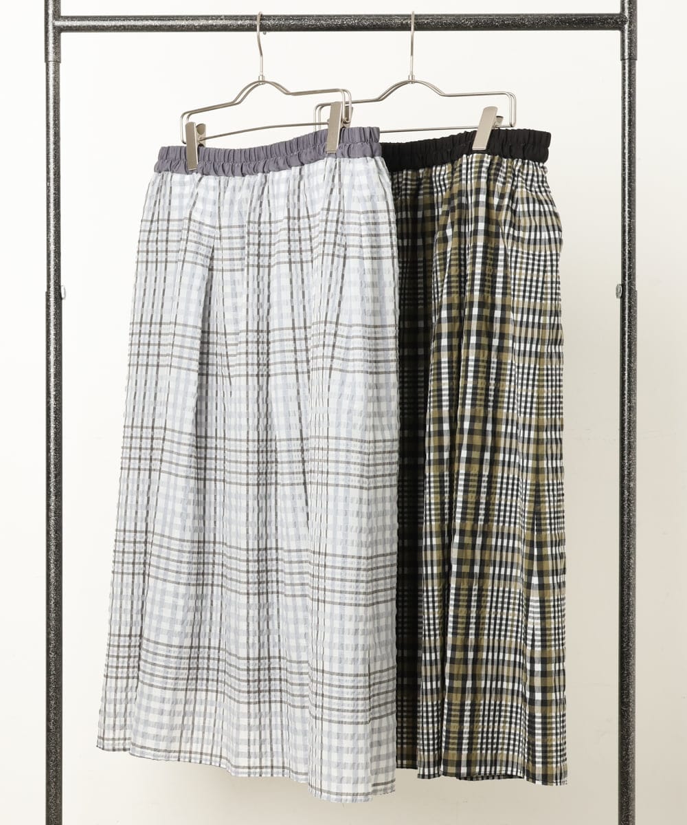 OLHCS01120 eur3(エウルキューブ) 【大きいサイズ】シアーチェック柄スカート ライトグレー(91)