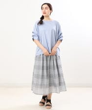 OLHCS01120 eur3(エウルキューブ) 【大きいサイズ】シアーチェック柄スカート ライトグレー(91)