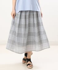 OLHCS01120 eur3(エウルキューブ) 【大きいサイズ】シアーチェック柄スカート ライトグレー(91)