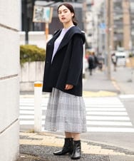 OLHCS01120 eur3(エウルキューブ) 【大きいサイズ】シアーチェック柄スカート ライトグレー(91)
