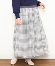 OLHCS01120 eur3(エウルキューブ) 【大きいサイズ】シアーチェック柄スカート ライトグレー(91)