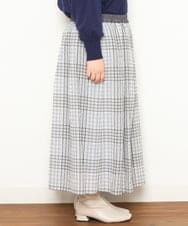 OLHCS01120 eur3(エウルキューブ) 【大きいサイズ】シアーチェック柄スカート ライトグレー(91)