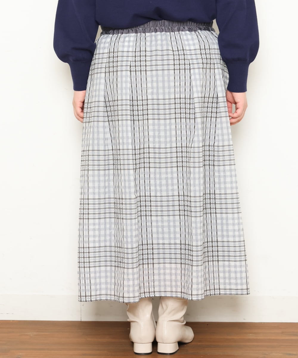 OLHCS01120 eur3(エウルキューブ) 【大きいサイズ】シアーチェック柄スカート ライトグレー(91)
