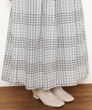 OLHCS01120 eur3(エウルキューブ) 【大きいサイズ】シアーチェック柄スカート ライトグレー(91)