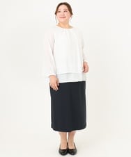 OLHDA02139 eur3(エウルキューブ) 【大きいサイズ/セットアップ対応】Wクロスストレッチタイトスカート ネイビー(57)