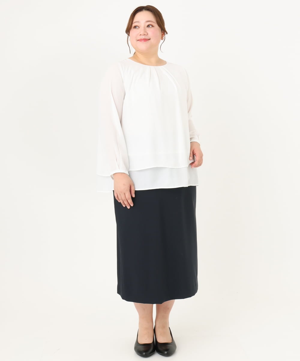 OLHDA02139 eur3(エウルキューブ) 【大きいサイズ/セットアップ対応】Wクロスストレッチタイトスカート ネイビー(57)