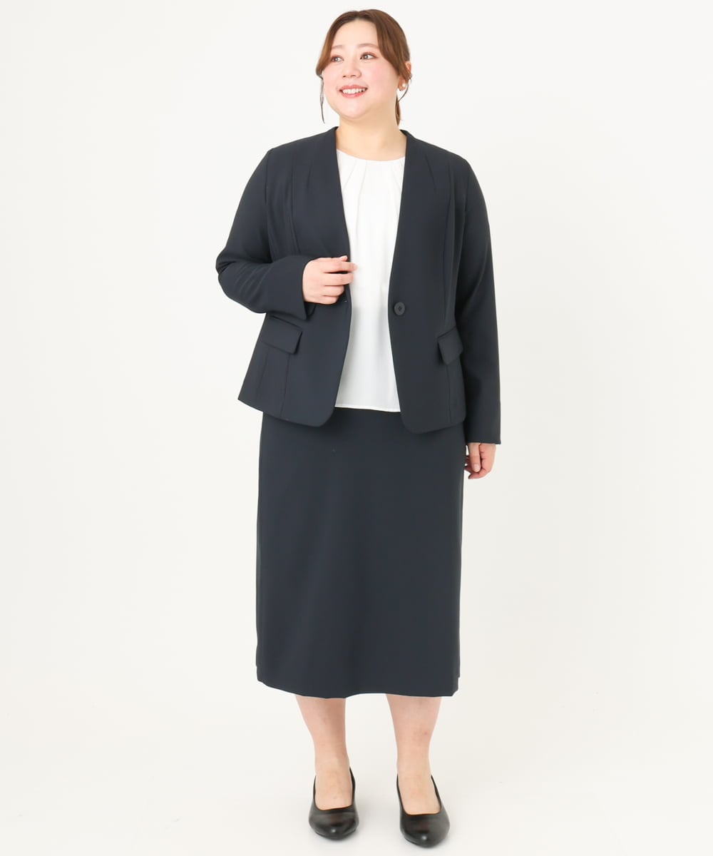 OLHDA02139 eur3(エウルキューブ) 【大きいサイズ/セットアップ対応】Wクロスストレッチタイトスカート ネイビー(57)