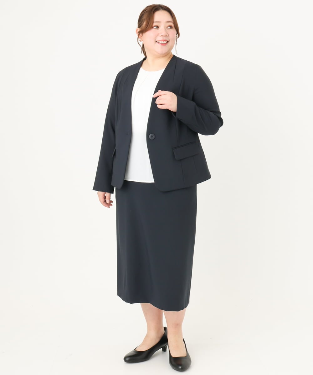 OLHDA02139 eur3(エウルキューブ) 【大きいサイズ/セットアップ対応】Wクロスストレッチタイトスカート ネイビー(57)