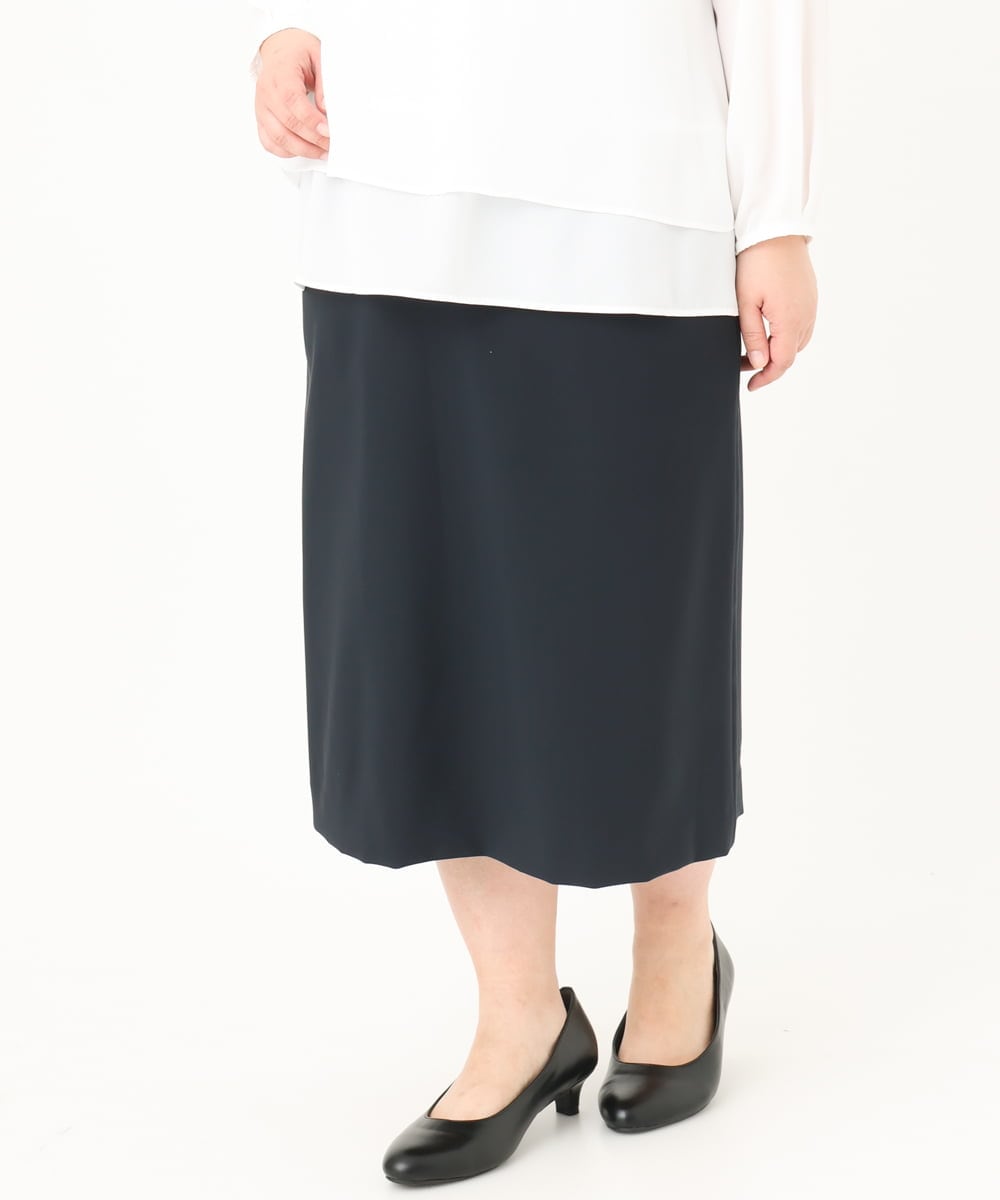OLHDA02139 eur3(エウルキューブ) 【大きいサイズ/セットアップ対応】Wクロスストレッチタイトスカート ネイビー(57)